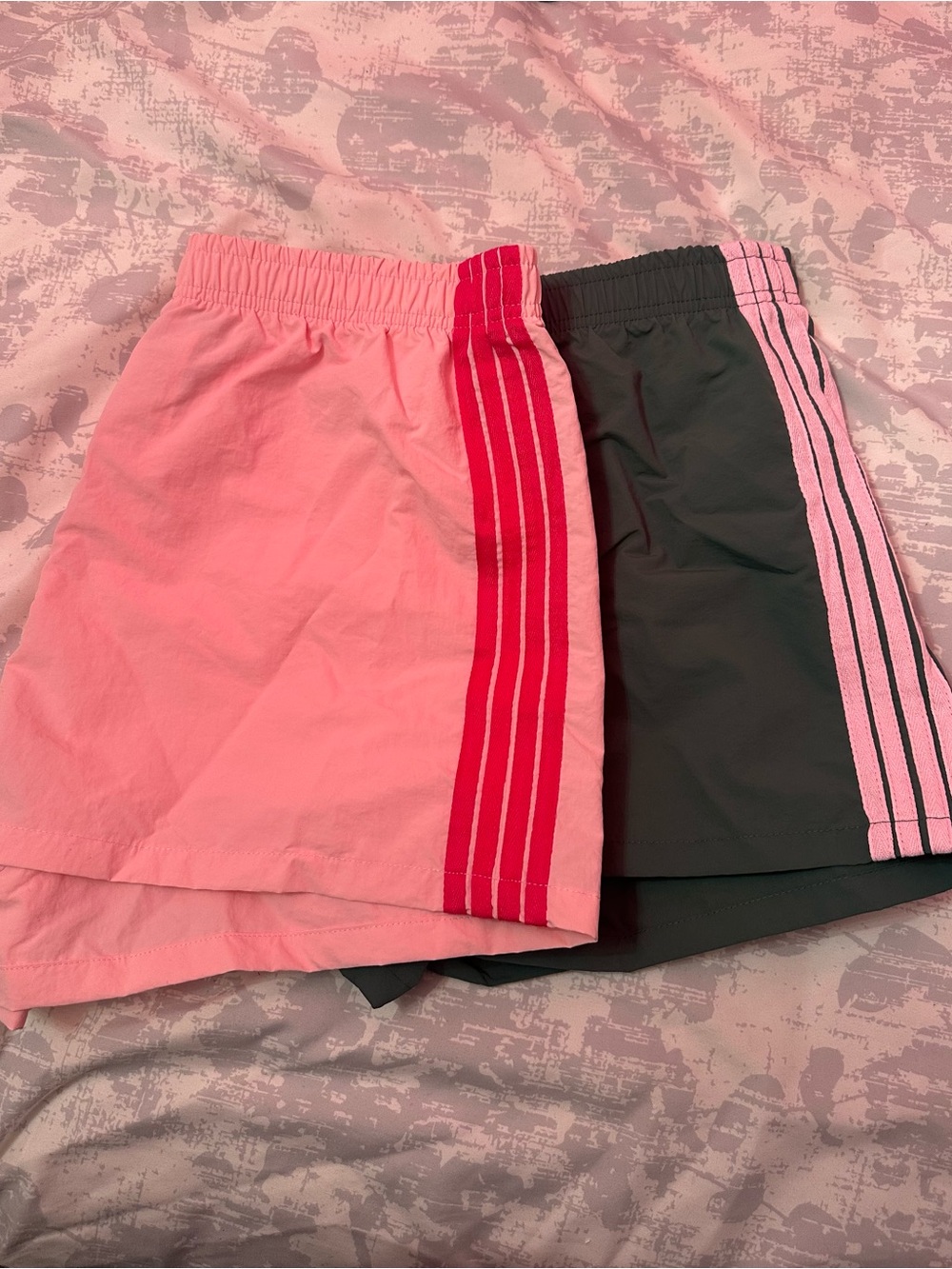 SHEIN Pink and Black Girls' Sporty Skorts with Contrast Stripes